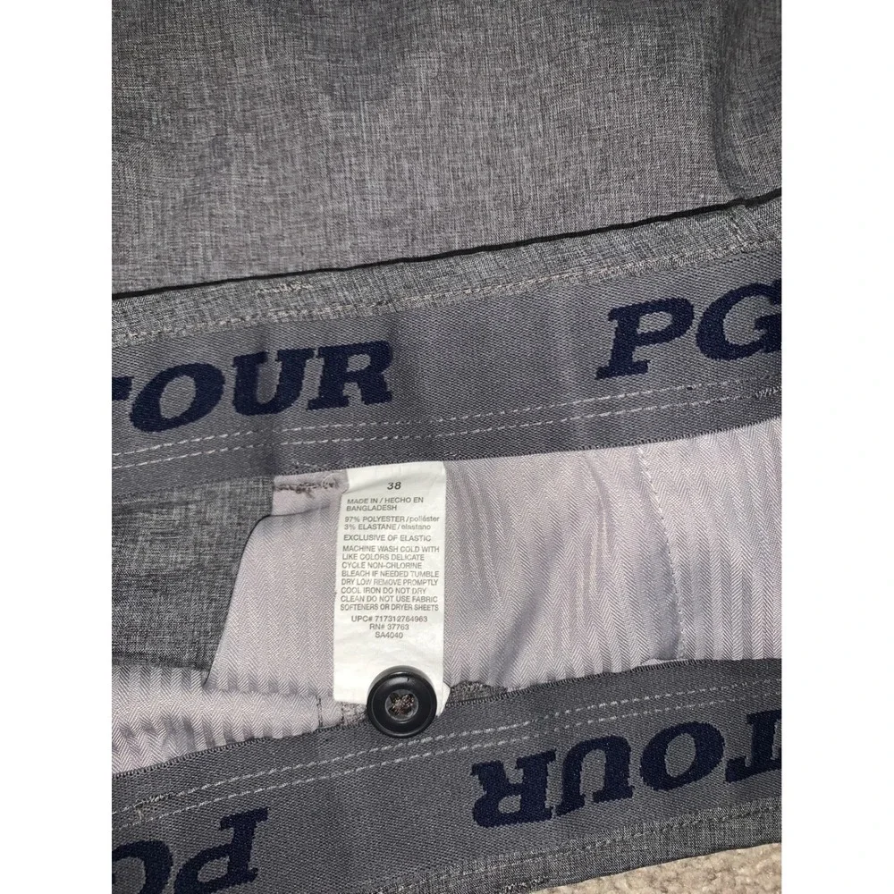 PGA Tour Mens Gray Heather Golf Shorts Size 38 Performance Stretch Flat Front
